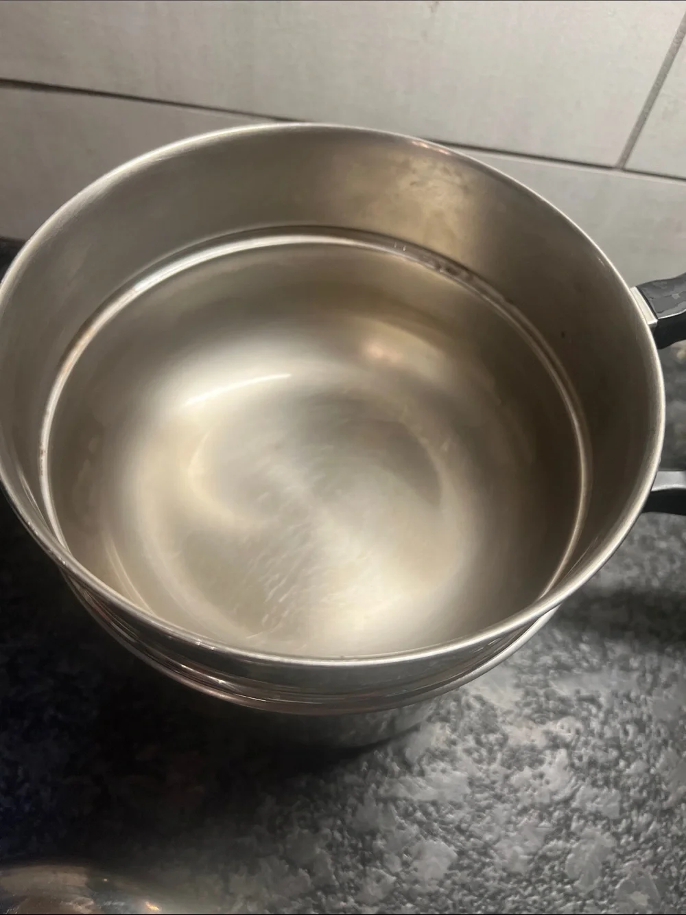 Vintage Farberware Stainless Steel Double Boiler Saucepan Black Handles 2 1/2 qt